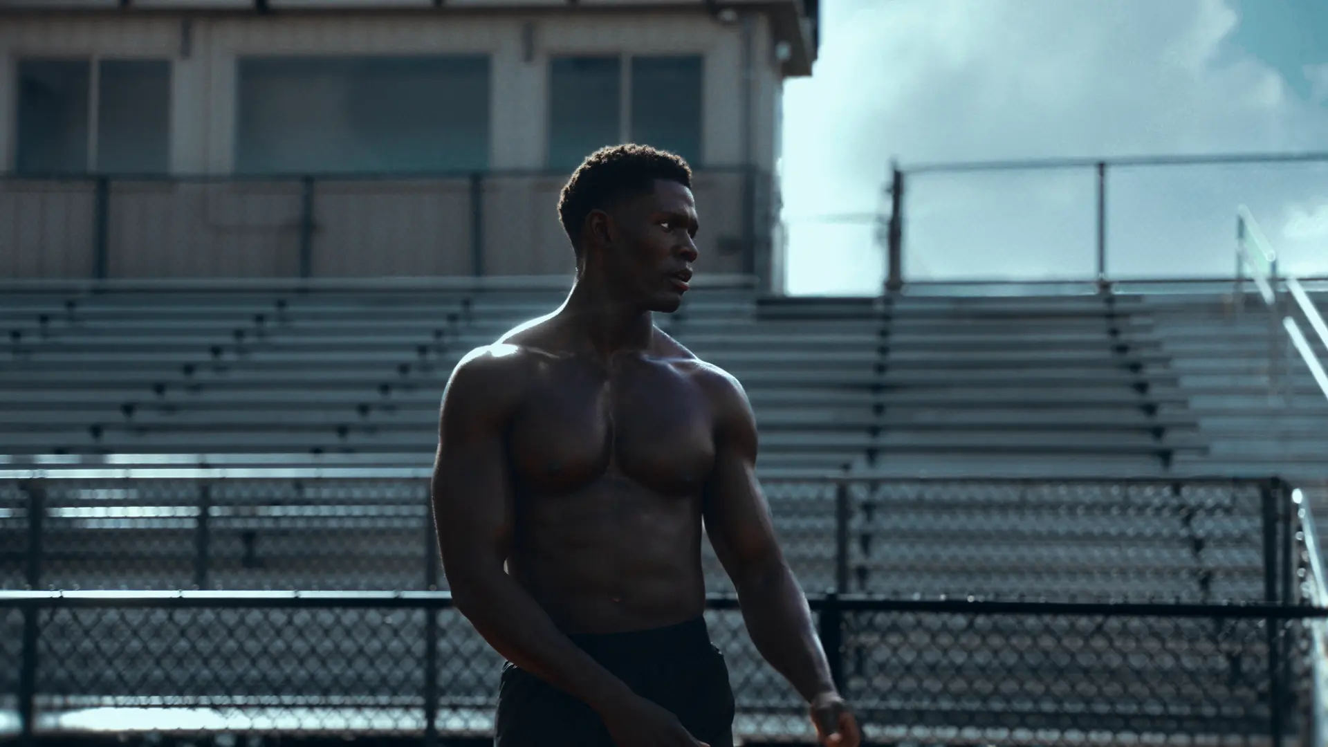 Athlete training outdoors in natural light